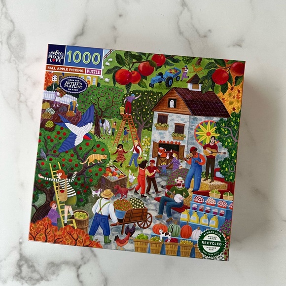 Eeboo Fall Apple Picking 1000 Piece Jigsaw Puzzle - Picture 1 of 4